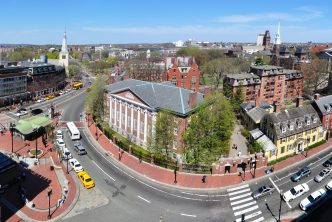 High-angle photo of Harvard Square