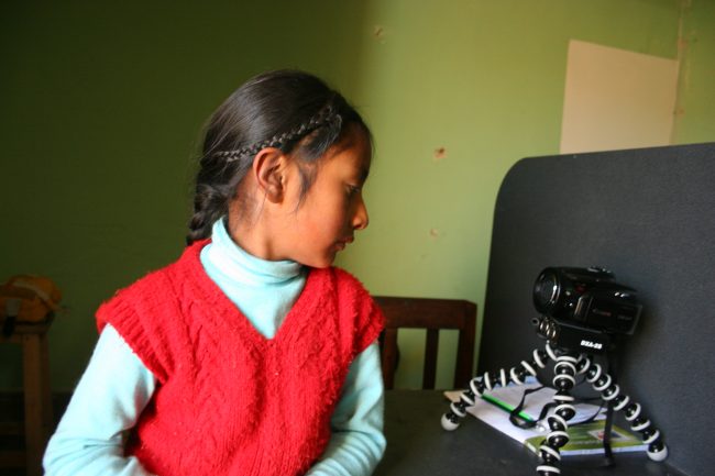 The daughter of an internet entrepreneur outside Huancayo became fascinated by Dougherty's camcorder. Photo by Maurice Cateriano.