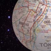 Map of Tokyo shaped into a globe