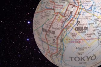 Map of Tokyo shaped into a globe