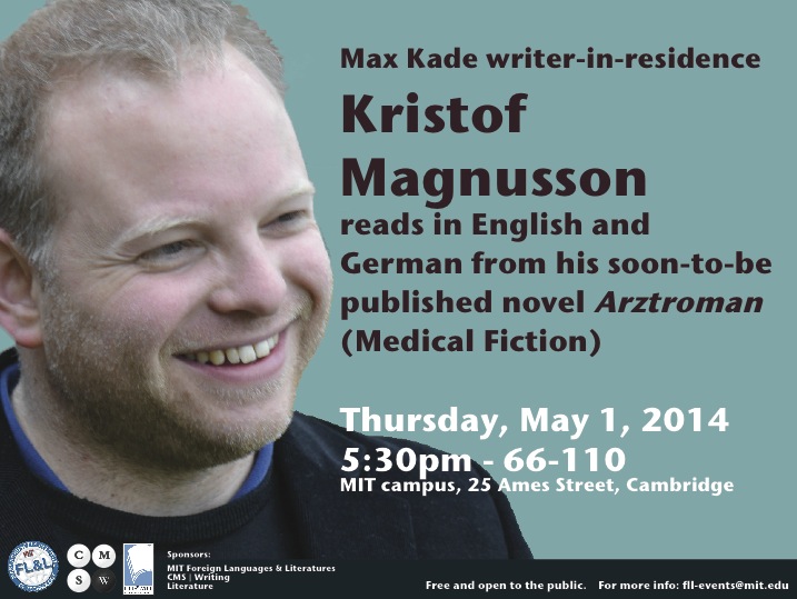 Poster for Kristof Magnusson reading