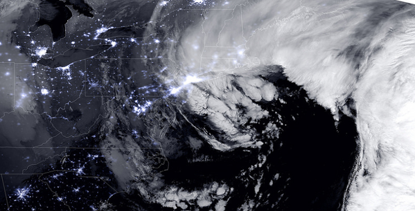 Satellite image of blizzard clouds covering New England