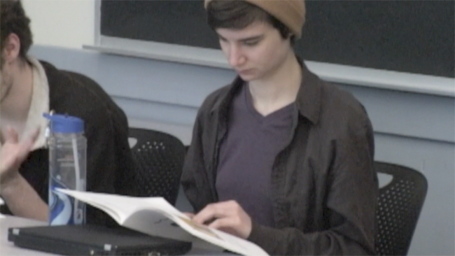 Figure 2 - Still frame of b-roll example, in this case a classmate reading through the presenters’ project prototype.