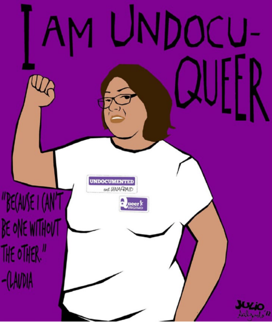 "I am undocu-queer" illustration by Julio Salgado